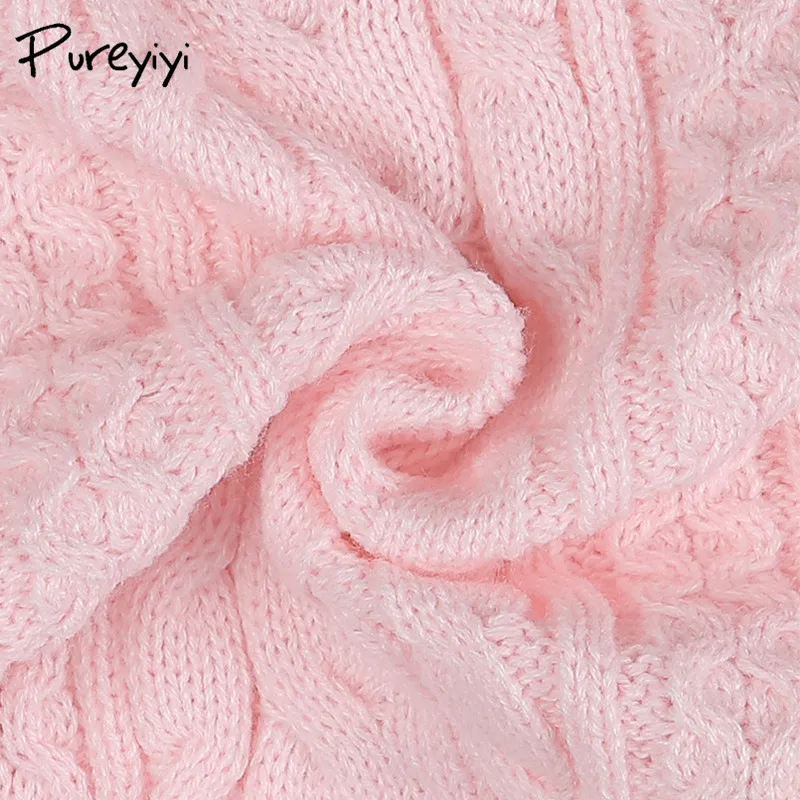 Pureyiyi Winter blue knitted sweater women 2017 Autumn hollow out white pullover Sexy long sleeve off shoulder | Женская одежда
