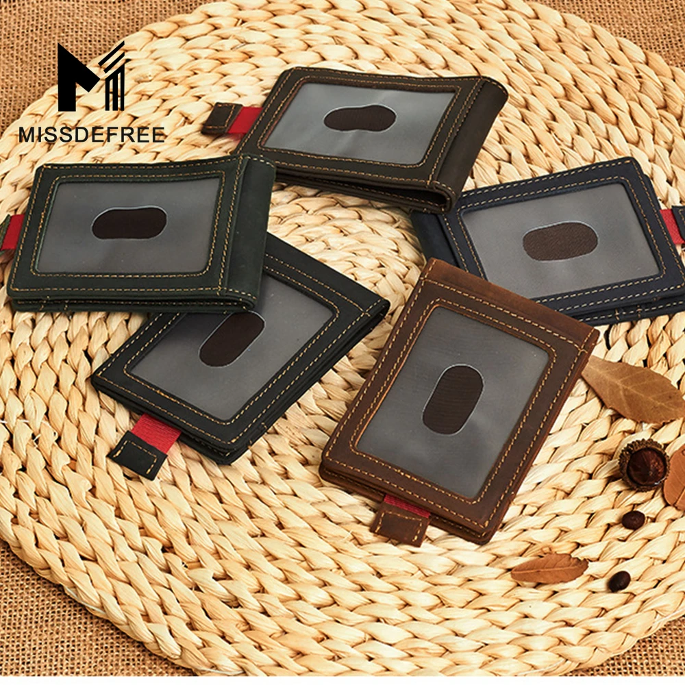 RFID Блокирование Мужские Кожаные Deluxe Весна Зажим Для Денег ID Держатель Кошелек