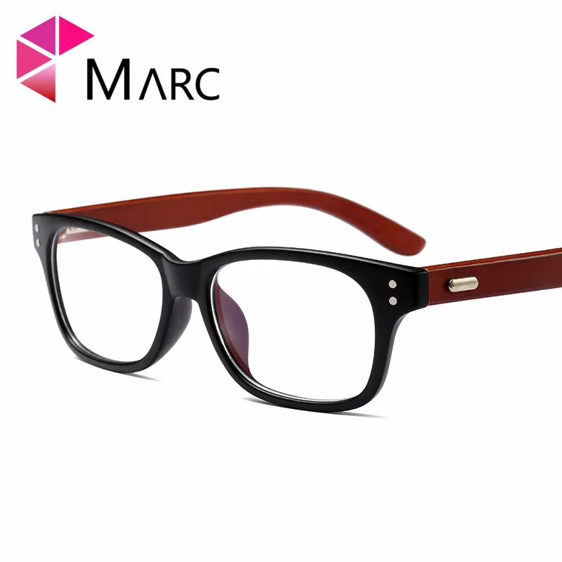 

MARC WOMEN MEN Reading Optical Black Plain glass eyewear spectacles glasses art retro classic wooden Frame Plastic 9608