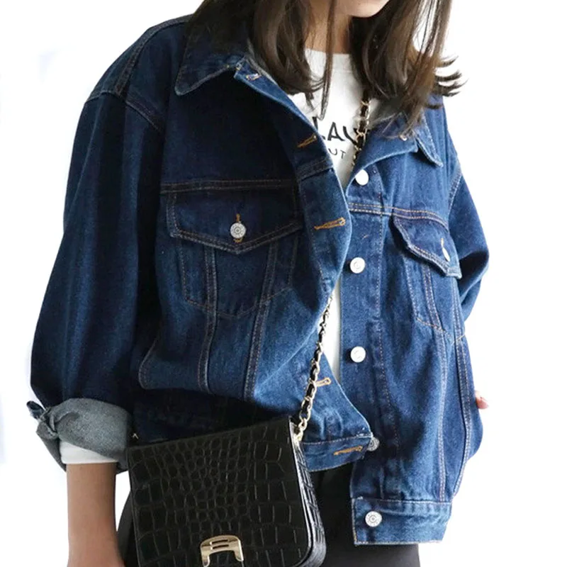 Newly Korean Spring Autumn Women Lady Jeans Coat Long Sleeve Vintage Denim Jacket Loose Casual Coats Girls Outwear DO99 | Женская одежда