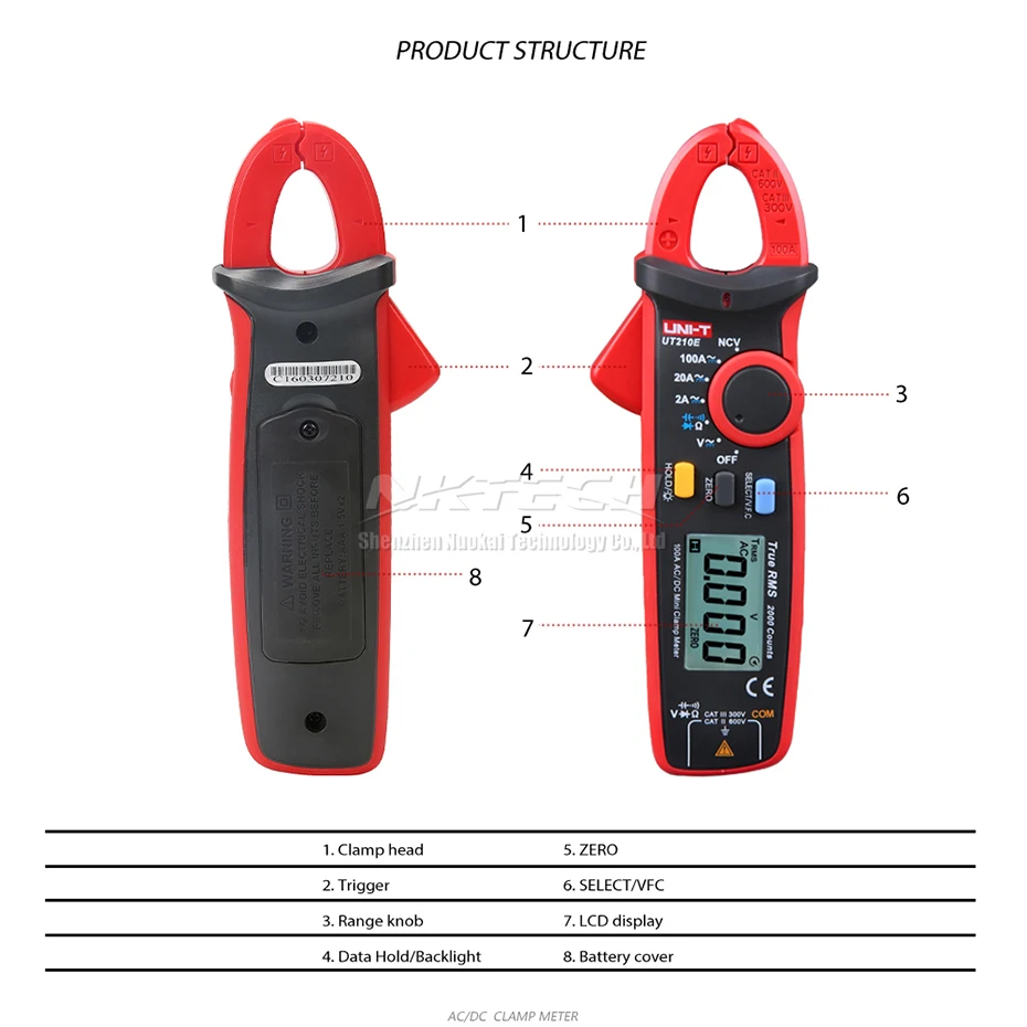 UNI T Цифровой мультиметр зажим UT210E UT210D UT210C UT210B UT210A MINI True RMS Автоматический диапазон