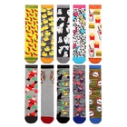 Женские милые рождественские носки, забавные носки желтой утки, фламинго, персидской кошки, надписи Crazy, перц, гамбургер, ананас, рождественские носки 42