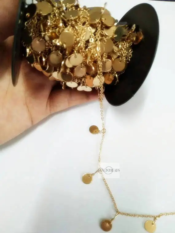 MYLONGINGCHARM Bulksale сказочная Золотая висячая Сумочка для монет 10 футов уникальная дисковая Сумочка для монет сырая твердая латунь точечная chain-F179JIN