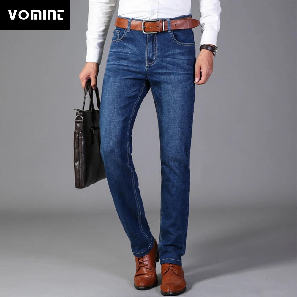 2019 Vomint новые джинсы хлопковые плотные классические Стрейчевые черные синие