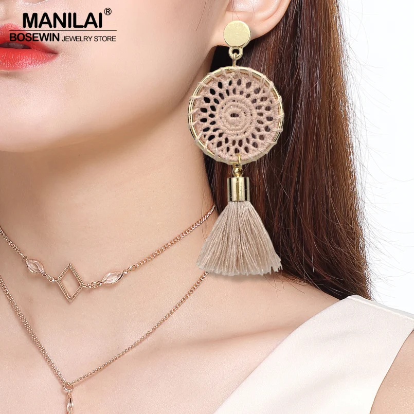 Длинные женские серьги подвески ручной работы MANILAI в богемном стиле|tassel dangle