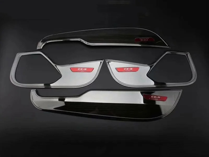 Для Mazda CX-5 CX5 KF автомобиля Нержавеющая сталь боковой двери анти-kick накладка коврик Стикеры 4 шт./компл. авто-Стайлинг - Название цвета: Black-red
