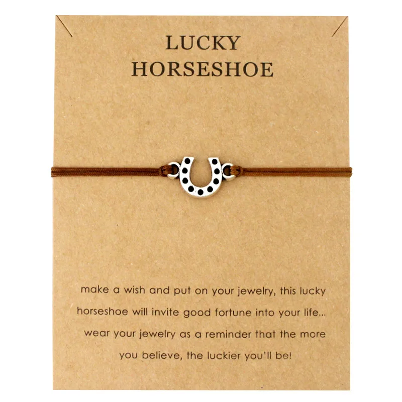 

Lucky Horseshoe Charms Bracelets Lock Heart Love Key Softball Adjustable Handmade Jewelry Women Boys Men Lover's Friendship Gift