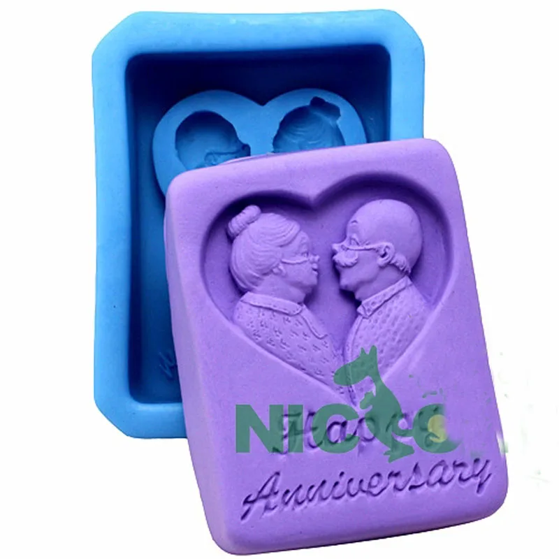 1pcs Grow old together silicone soap mold happy Anniversary Chocolate mould baking cupcakes moldes fondant pastry tools | Дом и сад