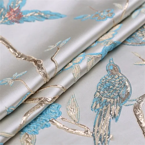 Color3 blue floral Роскошный розовый фиолетовый синий 3D цветочный птица металлик жаккард парча ткань одежда для платья tissu tecido stoffen fabrc tela SP5170 - Цвет: Color3 blue floral