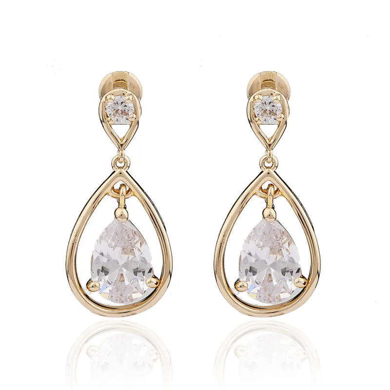 Big Water Drop Cubic Zirconia Earrings For Women Fashion Jewelry Gold Color Long Crystal Earring Pendientes | Украшения и