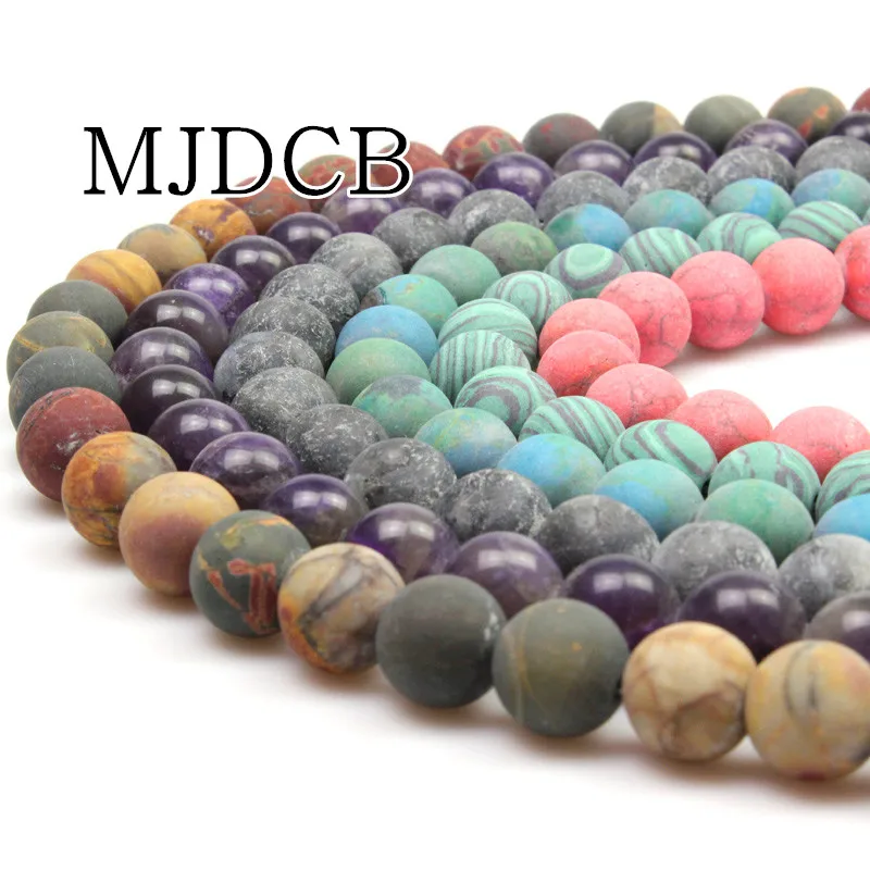 MJDCB круглые матовые Агатовые Бусины Jaspe r кварц натуральный камень для DIY ожерелья