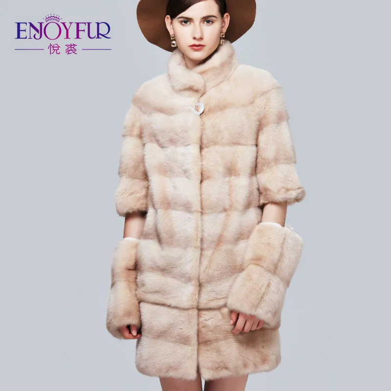 Enjoyfur из натуральной норки Мех Пальто и пуховики толстые теплые для зимы Для