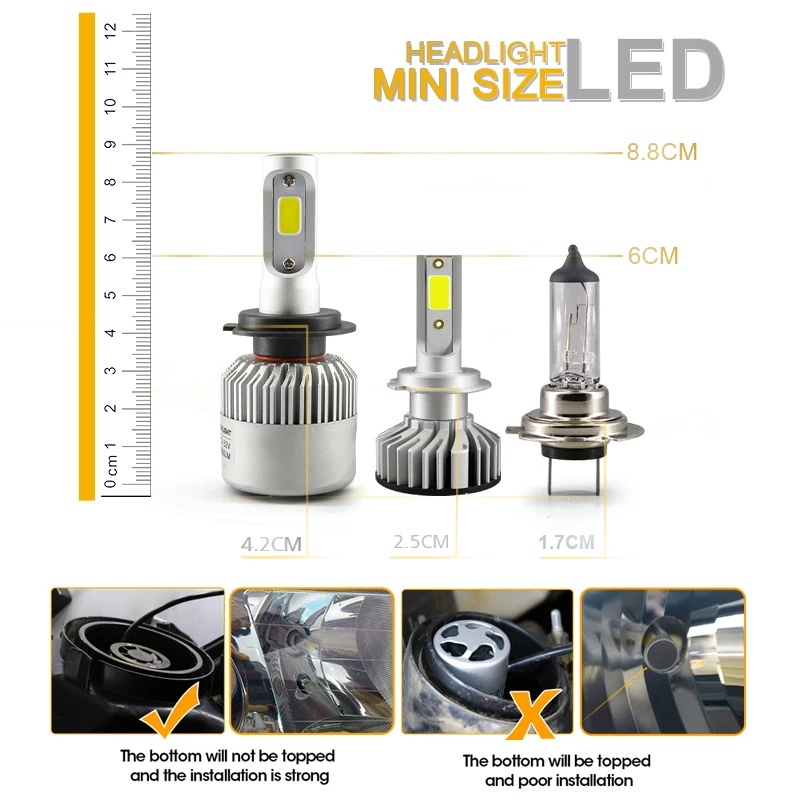 HLXG мини h7 led h4 h1 h11 h8 CANBUS без ошибок Автомобильные фары лампы hb3 hb4 50 Вт 10000lm 4300K 6000K