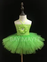 Candy Color Girls Crochet Tutu Dress Baby Handmade 2Layer Tulle Ballet Dance Tutus with Daisy Flower Kids Party Dress 100Pcs/lot