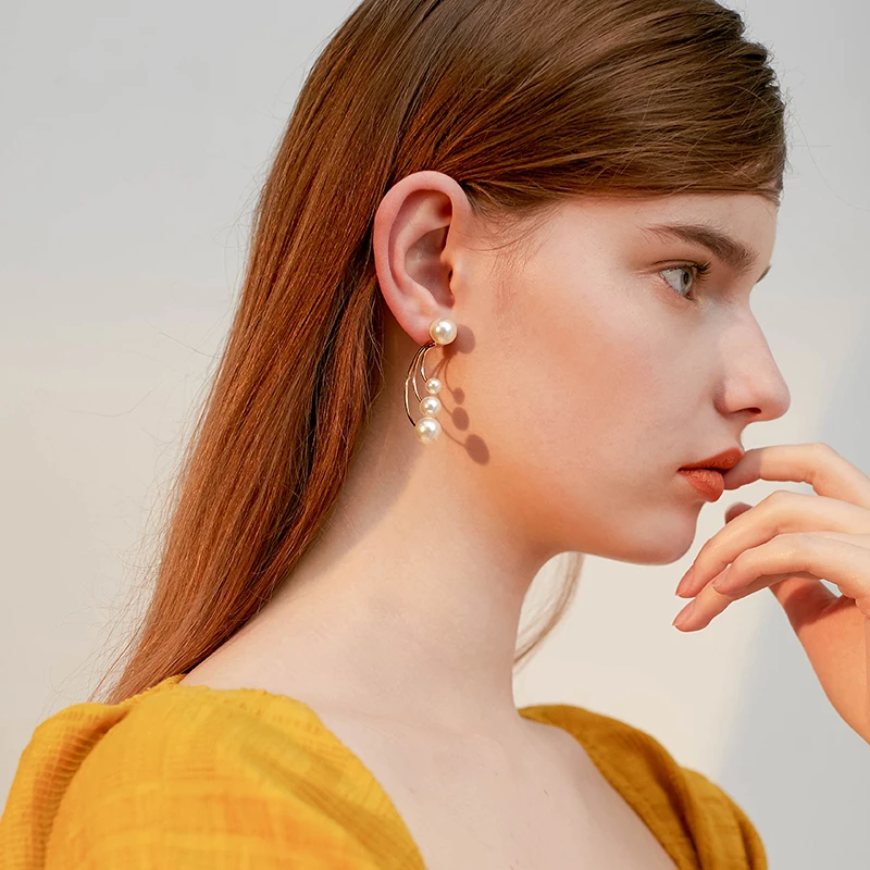 Faux pearl earrings female temperament simple wild fresh | Украшения и аксессуары