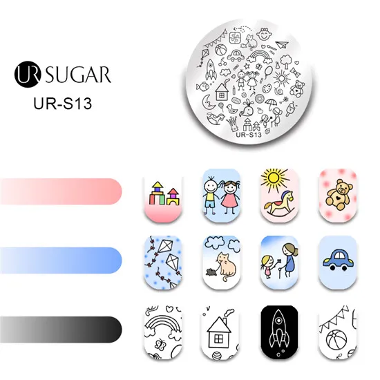 UR SUGAR 1 шт Летняя тема штамповка шаблон цветок обезьяна бабочка клен Радуга кайт маникюр Дизайн ногтей DIY штамповка пластины - Цвет: color13