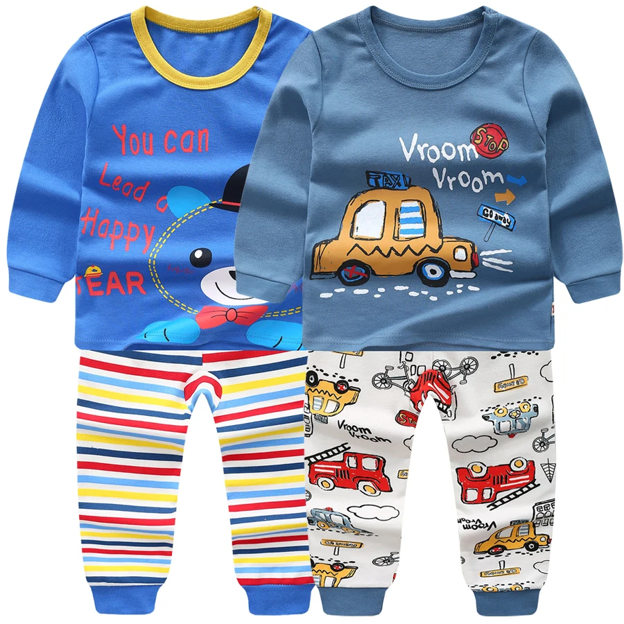 

3-8Year Thick Kids Pajamas Sets Cotton Boys Sleepwear Suit Warm Child Girl Pajamas Long Sleeve Tops+Pants Children Clothing DS29