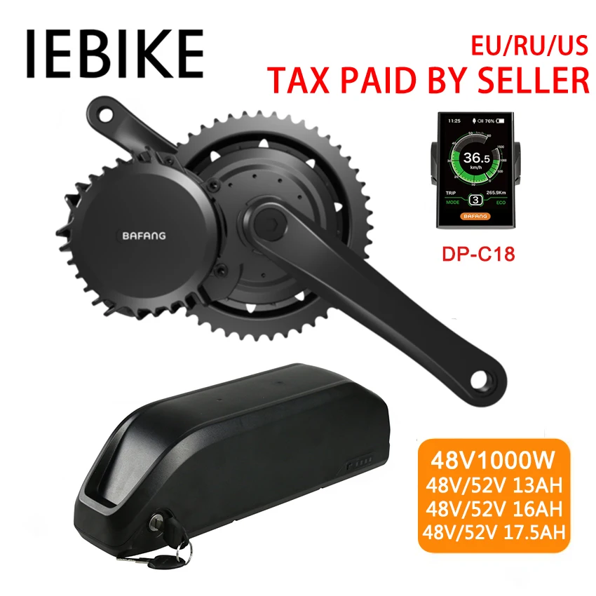 Bafang BBSHD 48V1000W Ebike Электрический велосипед мотор комплект 8fun BBS03 Средний привод комплект для переоборудования электрического велосипеда с 48 В/52 в батареи