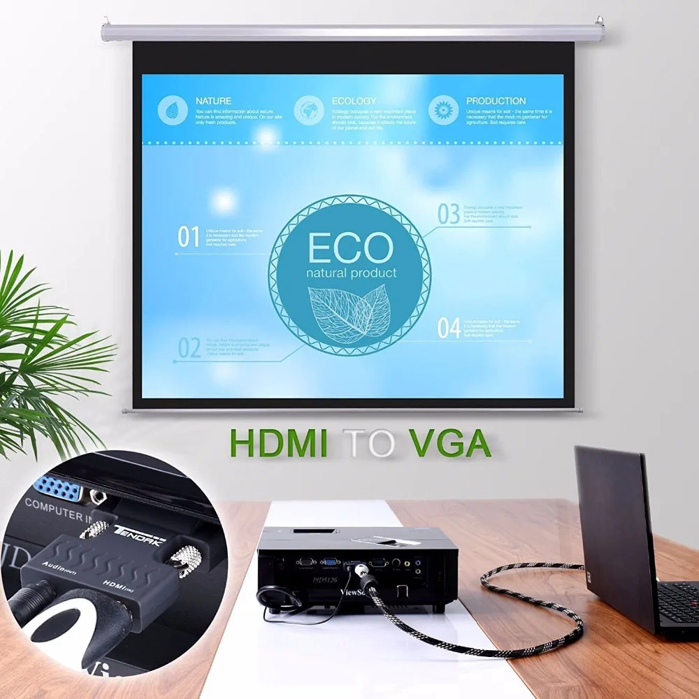 Активный 1080P HDMI 3 5 мм Женский к VGA Мужской конвертер адаптер стерео аудио разъем