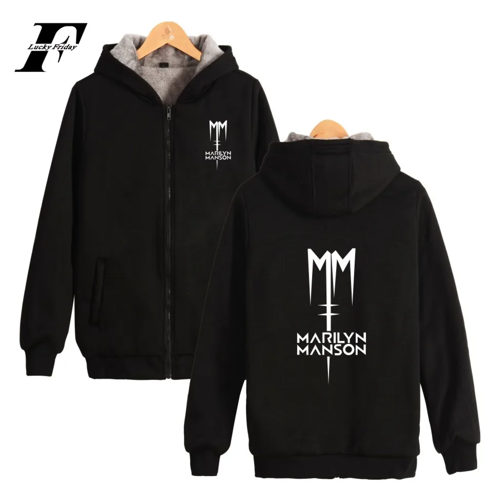 Утепленная толстовка Мэрилин Мэнсон с музыкальным браслетом панк на молнии