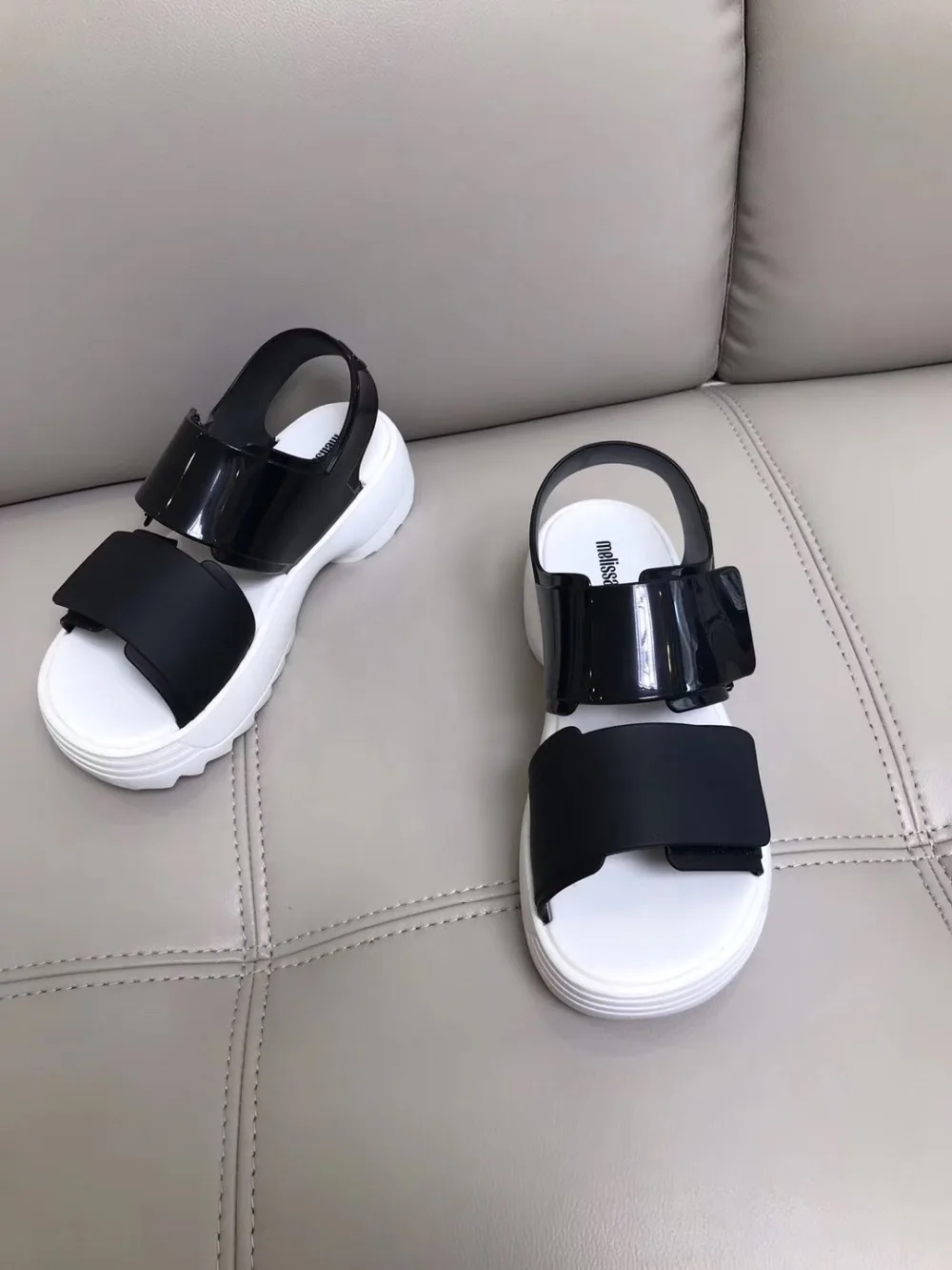 Melissa/оригинальные римские сандалии на толстой подошве женская прозрачная обувь г. Женская прозрачная обувь Melissa Нескользящие женские сандалии