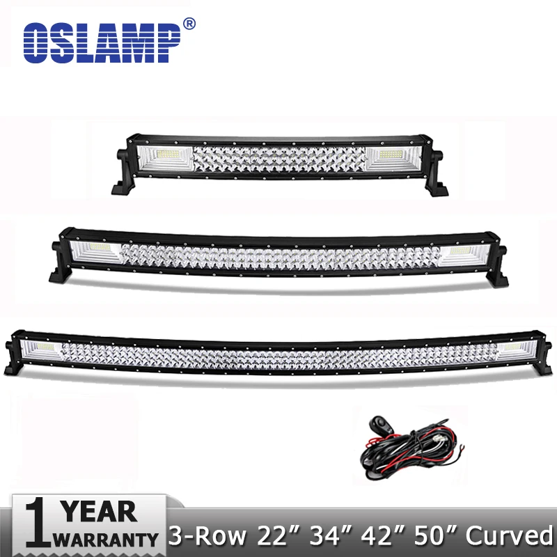 Oslamp Тройной Ряд 22 &quot34&quot 42 &quot50&quot изогнутый СВЕТОДИОДНЫЙ световой бар точечный и