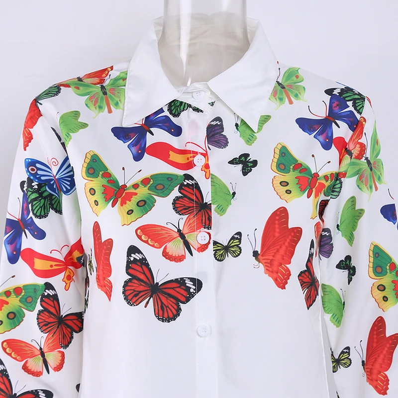 Ladies Office Floral Flower Printing Blouse Shirts Women Spring Shirt Long Sleeves Casual Slim Fit Blusas Female Clothing Tops | Женская