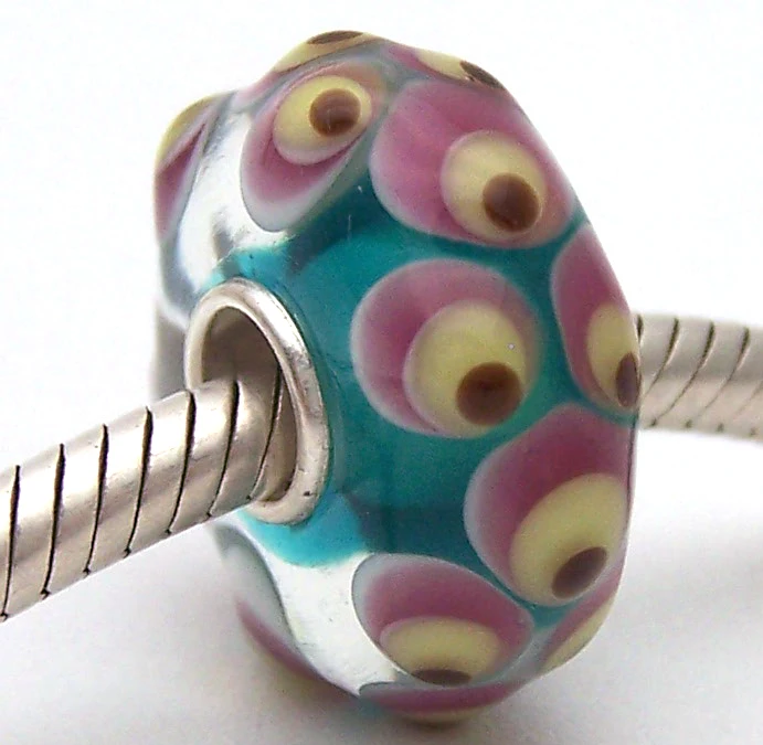 

PJG1102 100% S925 Sterling Silver Beads Murano Glass beads Fit European Charms Bracelet charms diy jewelry Lampwork GlassBeads