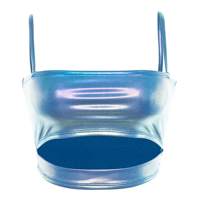 Сексуальный женский укороченный топ из искусственной кожи модный летний