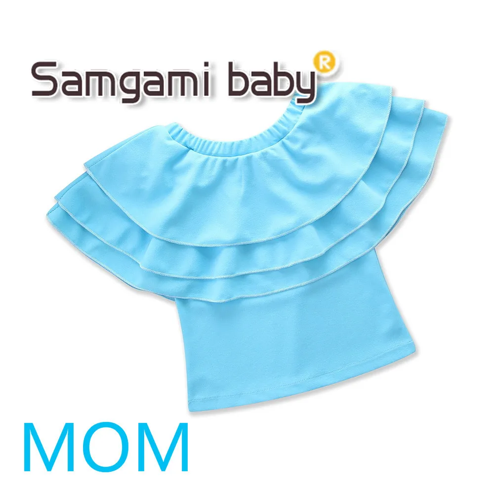 SAMGAMI BABY Summer Girls Clothes Sleeveless Sky Blue Tops Parent Child Outfit Mother and Daughter Family Matching Tee | Мать и ребенок