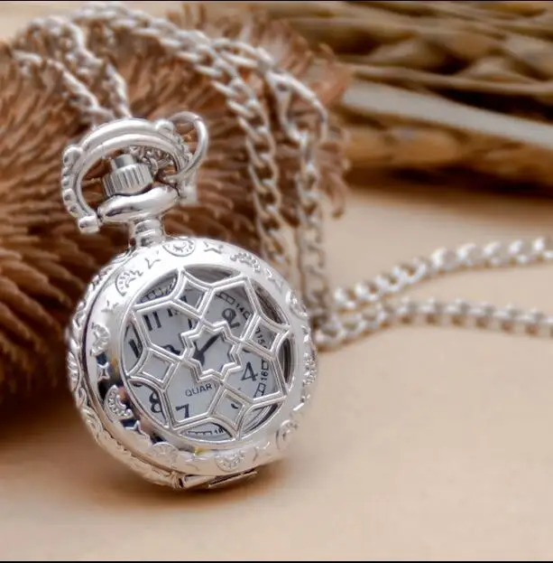 Модные кварцевые карманные часы с серебряной подвеской Классические в стиле