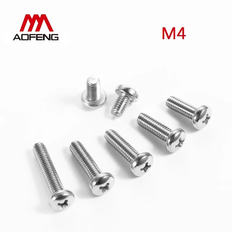 

M4 304 Stainless Steel Cross Recessed Pan Head Screws M4*4 6 8 10 20 30 40 50 100 120 150 160mm GB818 Phillips Pan Head Screws