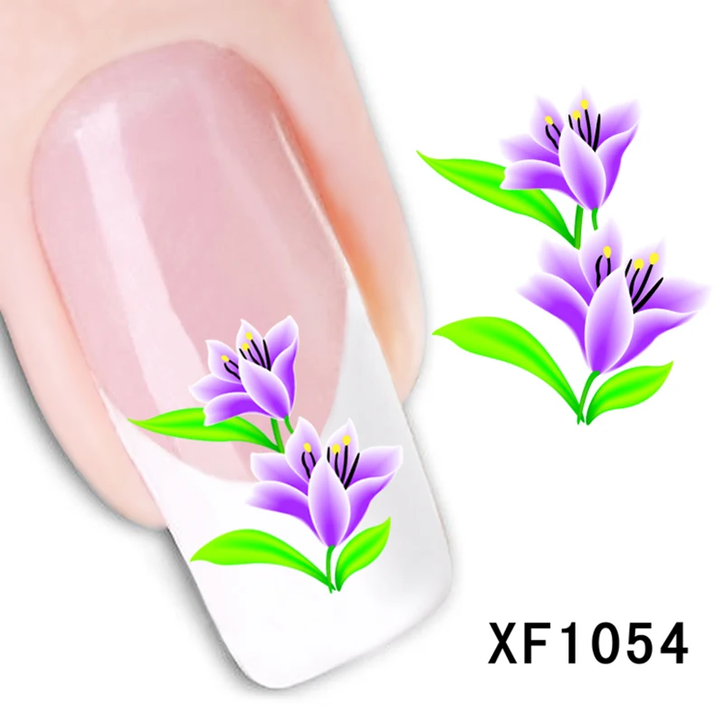 Цветок полный дизайн наклейка для ногтей цветочный штамп наклейки ногтевого