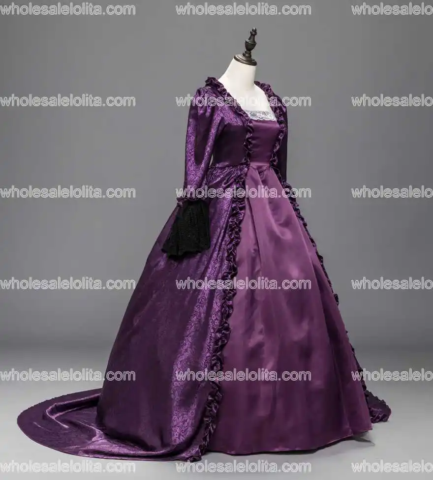 Женское бальное платье со шлейфом фиолетовое в стиле эпохи Возрождения ярмарка