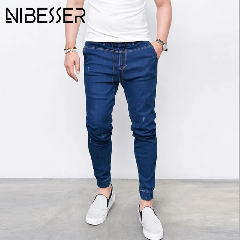 Oeak 2019 Jeans Men Fashion Elastic Waist Streetwear Skinny Denim Casual Hip Sportswear Joggers Pants Plus Size | Мужская одежда