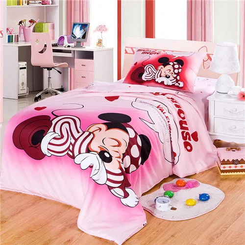 DS01019 Бренд DISNEY, хлопок, Розовый пододеяльник с Микки Маусом, Комплект постельного белья с героями мультфильмов, набор простыней, один размер, детские постельные принадлежности - Цвет: DS01019