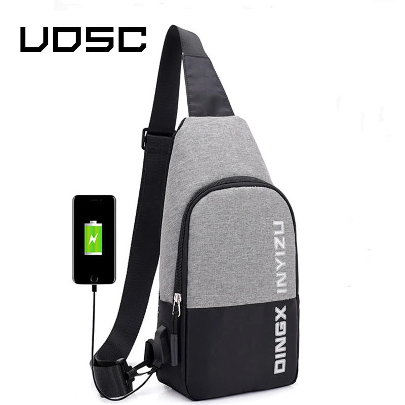 UOSC мужская сумка на одно плечо с usb зарядкой водонепроницаемая слинг