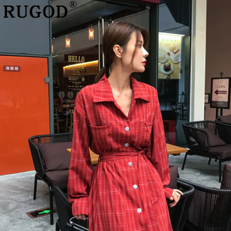 Платье RUGOD женское длинное с отложным воротником весеннее 2019|Женские платья| |