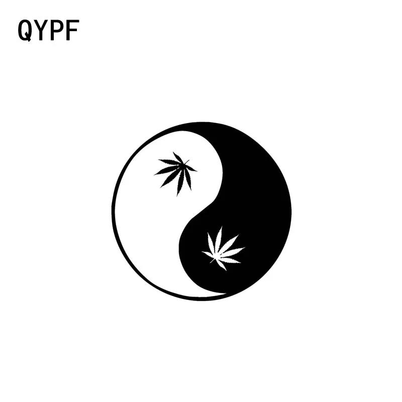 QYPF 12 7 см * кленовый лист винил Инь и Ян мотоцикл автомобиль черные серебряные