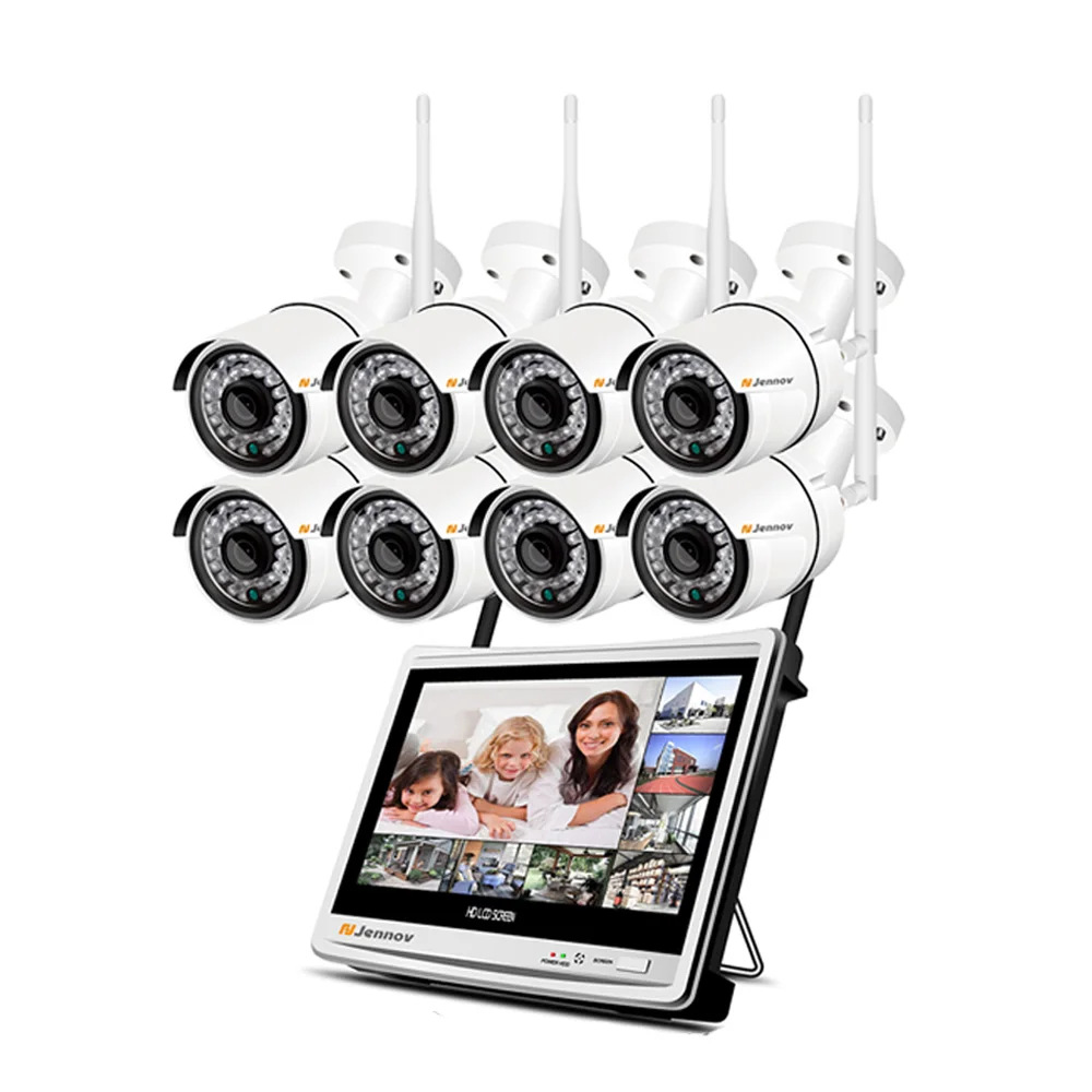 8 Pieces Camera Jennov беспроводная камера безопасности 8CH 1080P NVR комплект 2.0MP ИК Открытый CCTV Микрофон IP камера P2P комплект видеонаблюдения - Цвет: 8 Pieces Camera