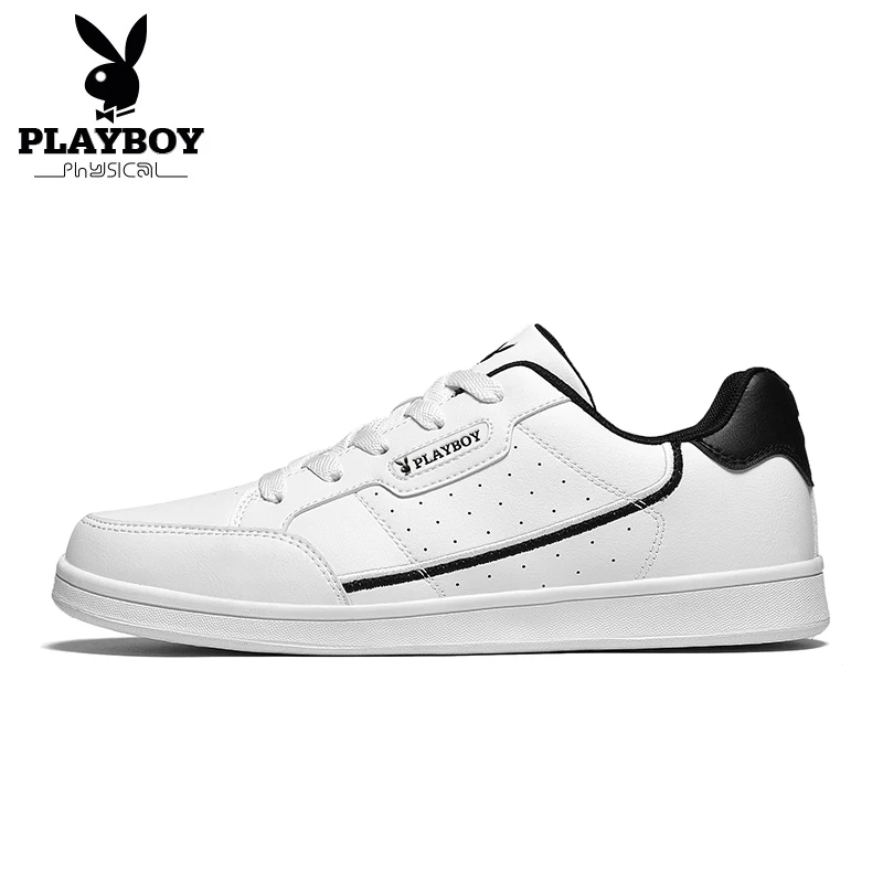 PLAYBOY/Новинка года; сезон весна-осень; повседневная обувь; удобная кожаная мужская модная обувь на шнуровке; Мужские дышащие Сникеры; PL611030 - Цвет: Черный
