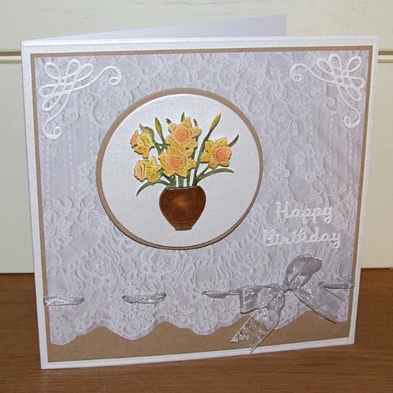 Лавандовые Daffodil Morning Glory цветы для резки металла DIY скрапбукинга тиснение