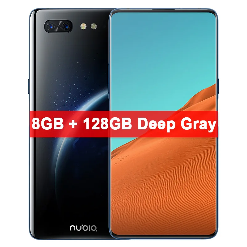 8GB 128GB Deep Gray zte Nubia X мобильный телефон с двумя слотами Экран 6,2"+ 5,1" 6/8 ГБ+ 64 Гб/128 ГБ Snapdragon 845 Octa Core 16+ 24 Мп Камера, определение отпечатка пальца - Цвет: 8GB 128GB Deep Gray