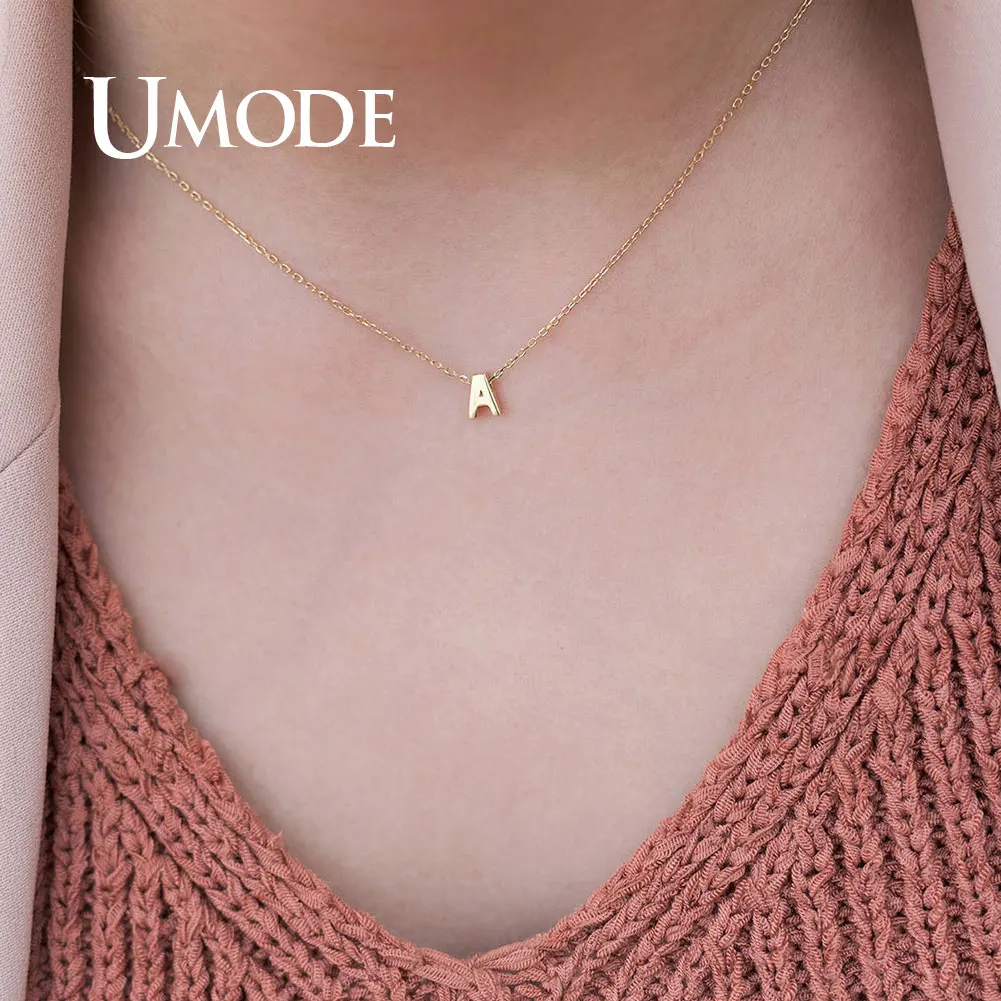 UMODE женское серебряное ожерелье-чокер с 26 буквами, персонализированное золотое ожерелье с подвеской, летние ювелирные аксессуары UN0373