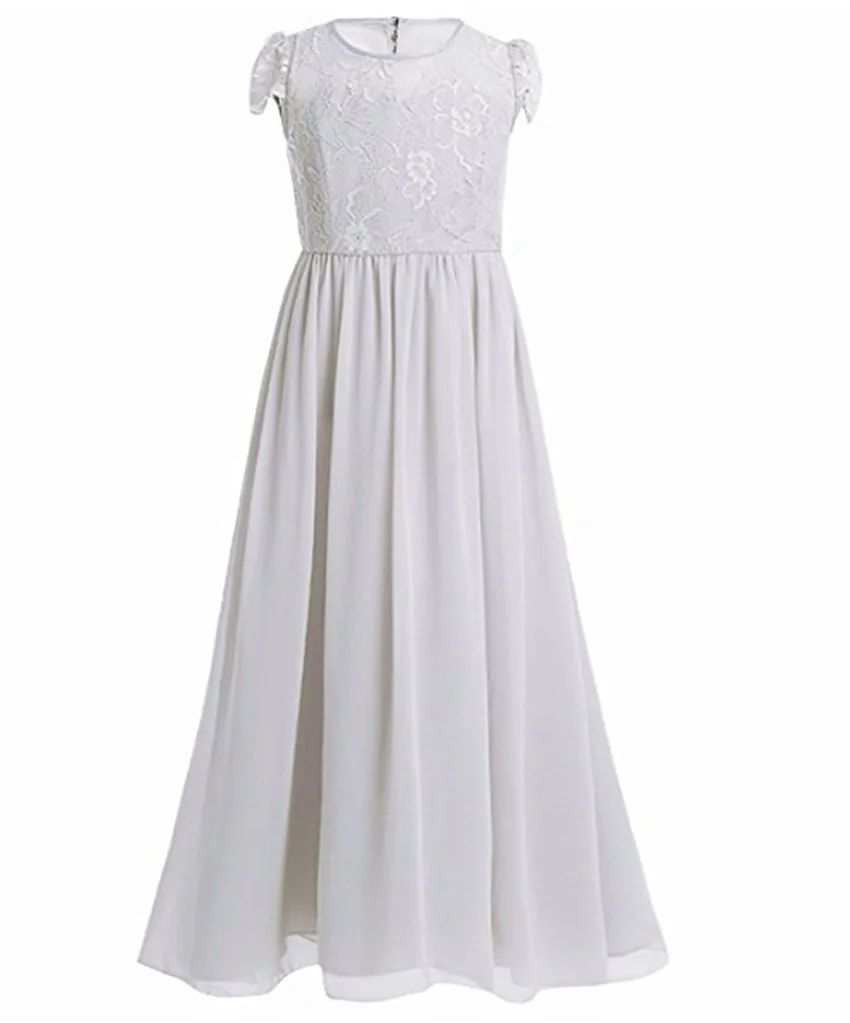 Designer Children Clothing Lace Net Dress New Long Chiffon Formal Party Ball Turquoise Peach Grey Light Purple Evening Gown Girl
