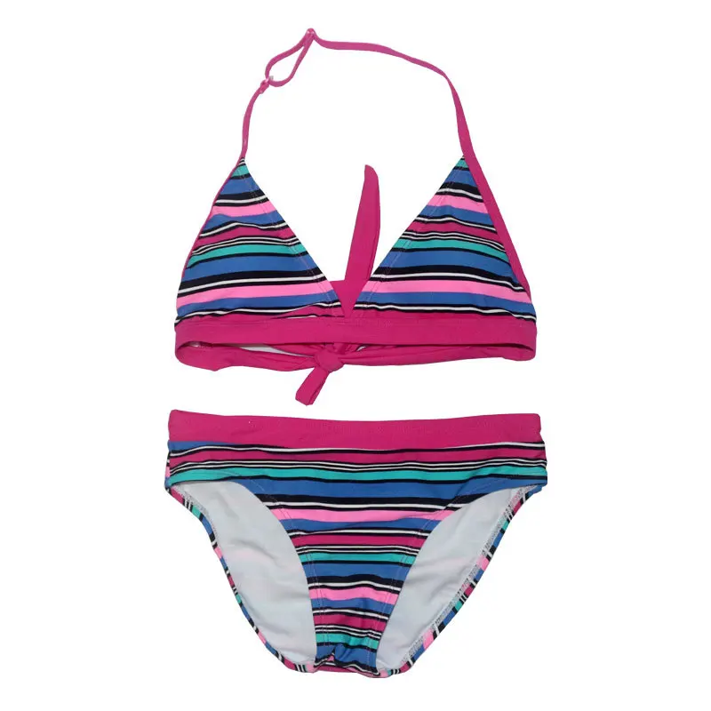 

2020 New Girls Split Two Piece Swimwear Baby Girls Tight Elastic Stripe Swimwear Biquini Infantil Swimsuits Girl Beach Swimsuits