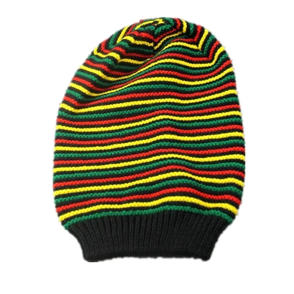 Шапка бини Bob Marley Jamaica Rasta Slouch теплая зимняя шапка беретик в разноцветную полоску
