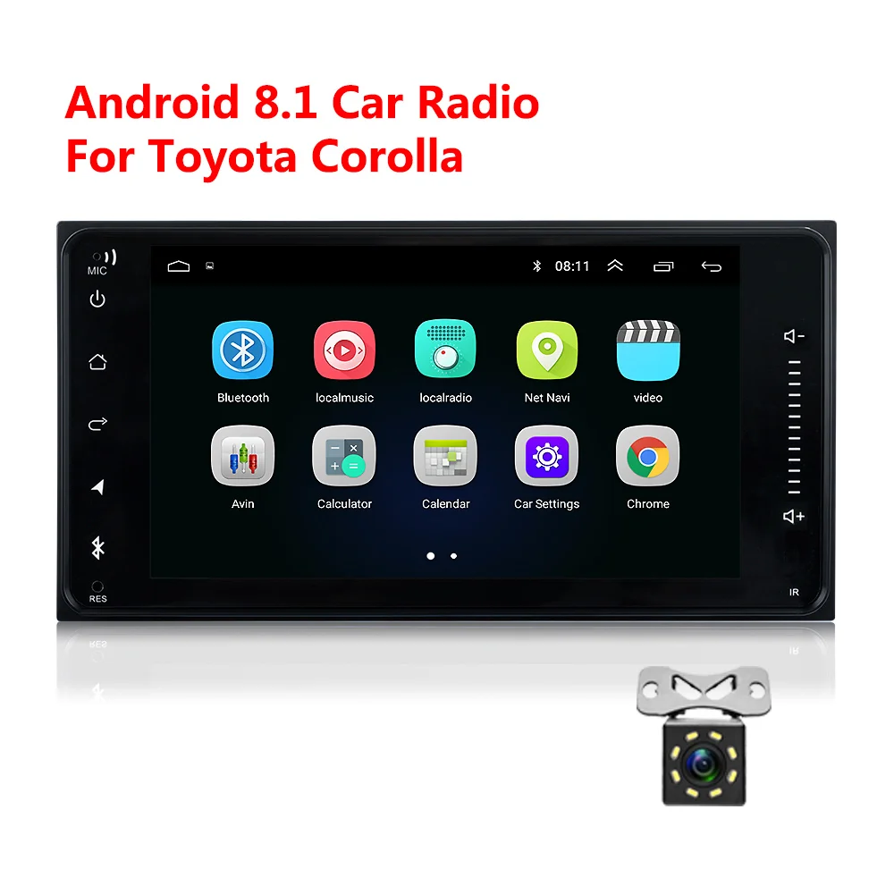 with 8 led Android 8,1 Двойной Дин радио для Toyota Terios Старый Corolla Camry wifi Bluetooth gps навигация Универсальный Радио Емкостный - Цвет: with 8 led