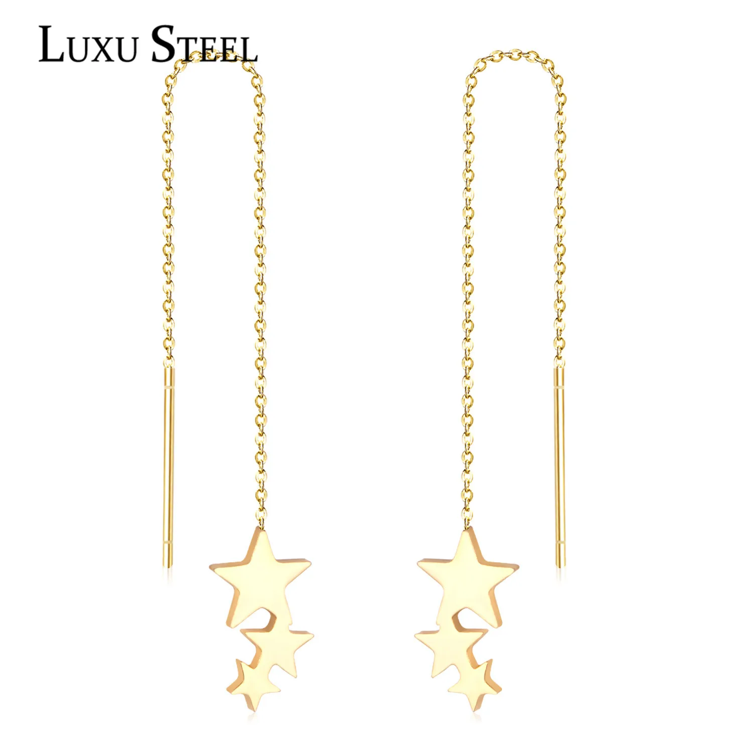 Женские Висячие серьги LUXUSTEEL длинные висячие серьги-подвески в виде звезды