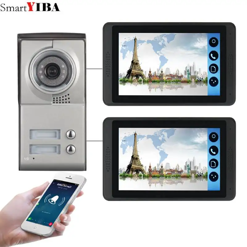 618MC12 SmartYIBA квартира домофон 7 дюймов ЖК 3 квартиры Wifi IP видео домофон система 720P камера дверной Звонок камера - Цвет: 618MC12